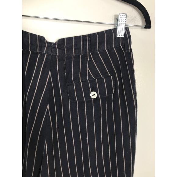 Alex Mill Womens Pleated Boy Pants Blue Tan Stripe 100% Linen Lightweight Airy - Picture 6 of 9